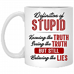 Definition Of Stupid Knowing The Truth Ceramic Coffee Mug - Beer Stein - Water Bottle - Color Changing Mug, White, 11 oz. White Mug