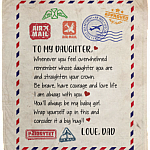 To My Daughter Blanket Dad To Daughter Gift - Daughter Fleece Blanket - Premium Sherpa Blanket Woven Blanket, White, Cozy Plush Fleece Blanket - 50x60