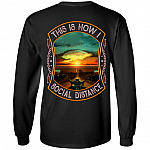 This Is How I Social Distance Motorcycle Print on Back Hoodie - Sweatshirt - Long Sleeve Shirt, Black, Long Sleeve