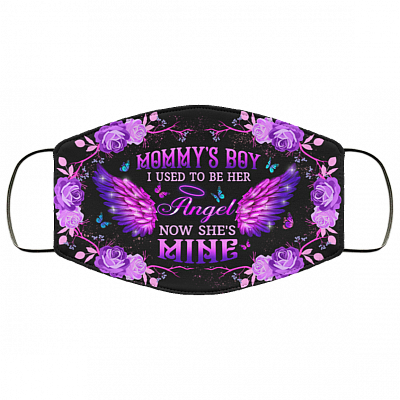 Mommy's Boy I Used To Be His Angel Now He's Mine Washable Reusable Custom - Printed Cloth Face Mask Cover, White, Cloth Face Cover