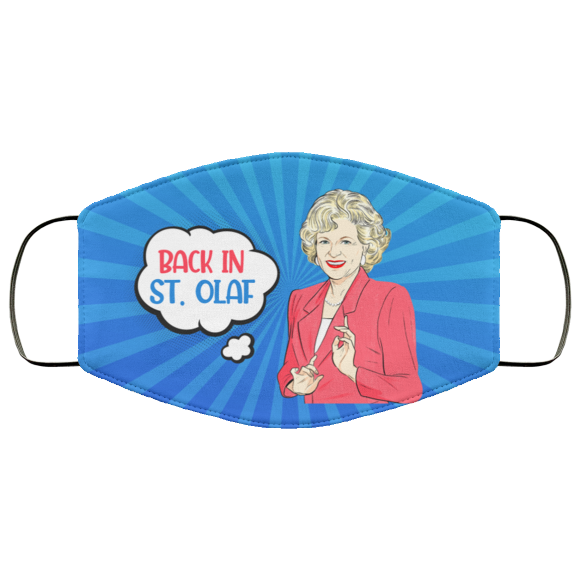 Rose Back in St. Olaf Washable Reusable Custom - Printed Cloth Face Mask Cover, White, Cloth Face Mask