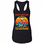 Vintage Adult Daycare Director AKA Bartender Funny Cotton Tank Top Tee - Racerback Tank, Black, Ladies Racerback Tank