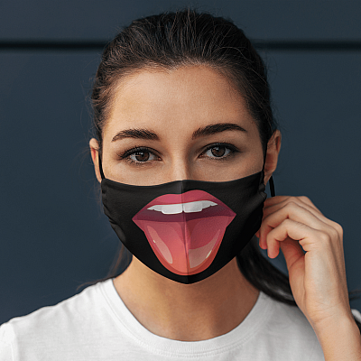 Alternative view of Giant Lips - Funny Mask - Washable Reusable Custom – Printed Cloth Face Mask Cover