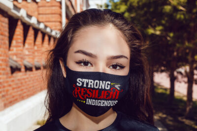 Alternative view of Strong Resilient Indigenous Reclaim Your Power Washable Reusable Custom – Printed Cloth Face Mask Cover