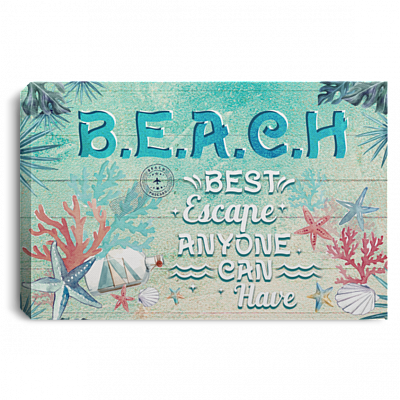 Beach Best Escape Anyone Can Have Quote Wrapped Framed Canvas Prints - Unframed Poster, White, 0.75'' Framed Canvas