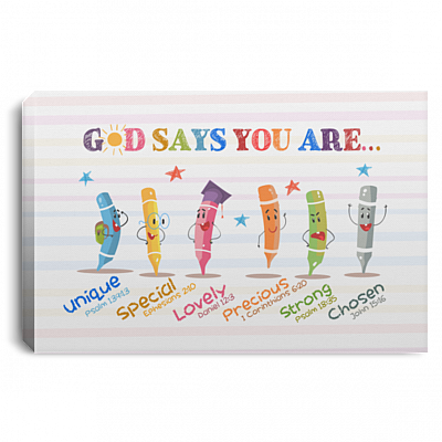 God Says You Are Unique Special Lovely Bible Verse Framed Canvas - Unframed Poster - Classroom Wall Decor, White, 0.75'' Framed Canvas