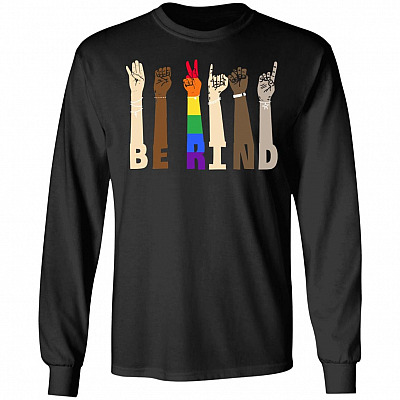 Be Kind Sign Language Social Justice Gift Hoodie - Sweatshirt, Black, Long Sleeve