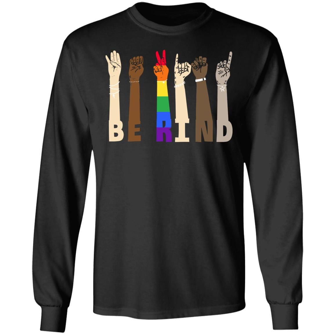 Be Kind Sign Language Social Justice Gift Hoodie - Sweatshirt, Black, Long Sleeve