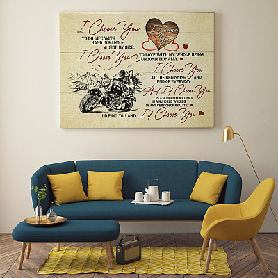 Alternative view of I Choose You Hand In Hand Side By Side Biker Motocycle Wrapped Framed Canvas Prints - Unframed Poster