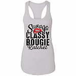 Girl Savage Classy Bougie Ratchet Funny Sassy Girl Tattoo Girl Light Cotton Tank Top - Racerback Tank, White, Ladies Racerback Tank