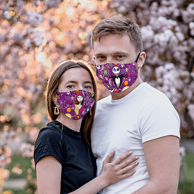 Alternative view of Jack Skellington Mask - Nightmare Before Christmas Washable Reusable Custom – Printed Cloth Face Mask Cover