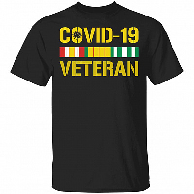 Covid-19 Veteran Vietnam Veteran Flag T-Shirt, Black, Unisex T-Shirt