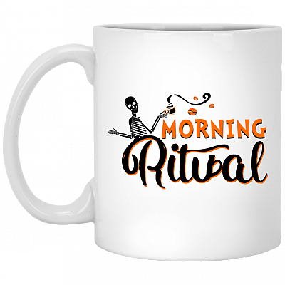 Morning Ritual Coffee Funny Ceramic Coffee Mug - Beer Stein - Water Bottle - Color Changing Mug, White, 11 oz. White Mug