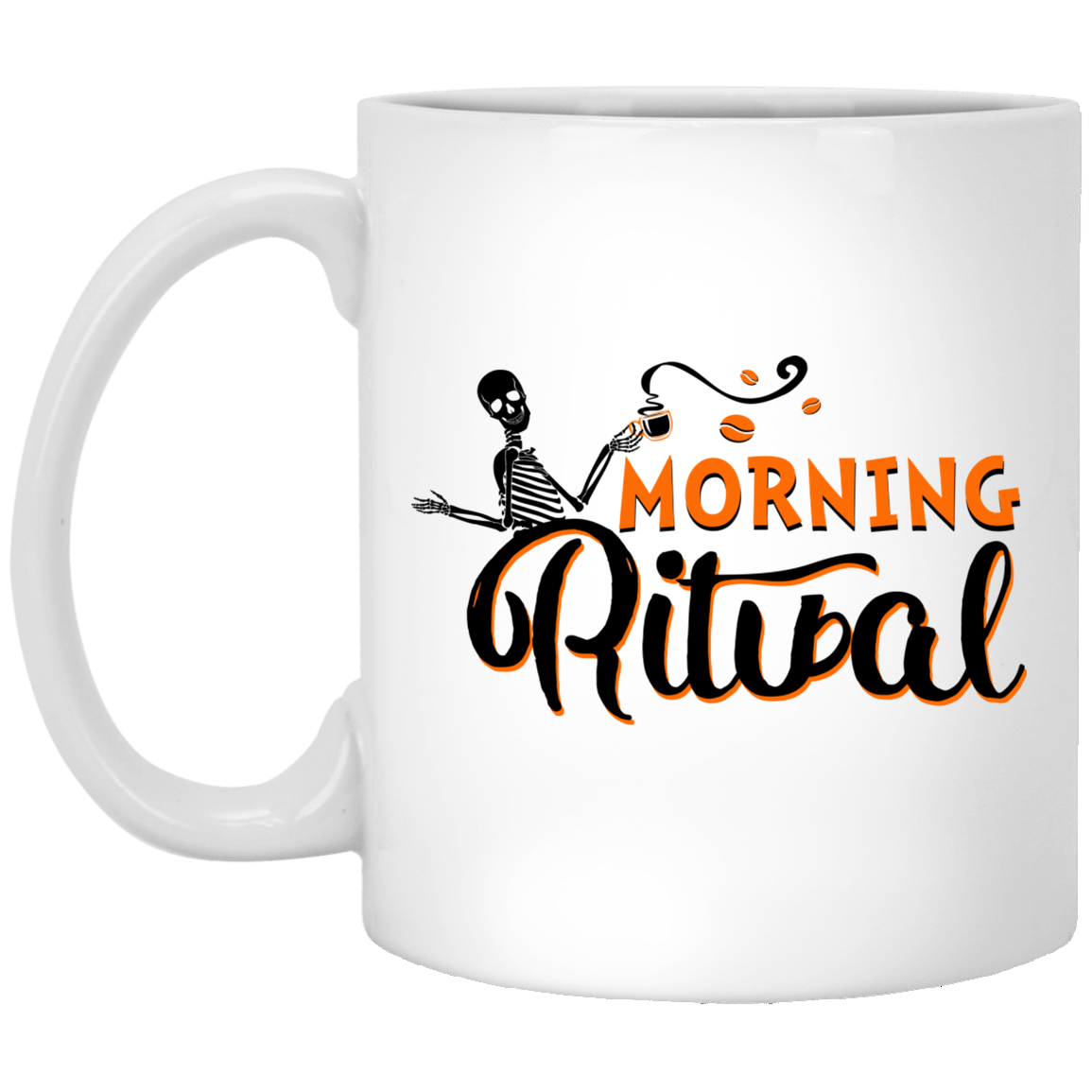 Morning Ritual Coffee Funny Ceramic Coffee Mug - Beer Stein - Water Bottle - Color Changing Mug, White, 11 oz. White Mug