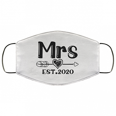 Mr and Mrs Bride 2020 Washable Reusable Custom – Printed Cloth Face Mask Cover, White, Cloth Face Cover