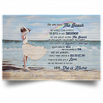 She Who Loves The Beach No Words Can Express Wrapped Framed Canvas Prints – Unframed Poster, Black, Unframed Poster