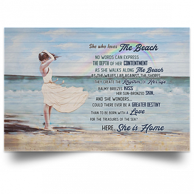 She Who Loves The Beach No Words Can Express Wrapped Framed Canvas Prints – Unframed Poster, Black, Unframed Poster