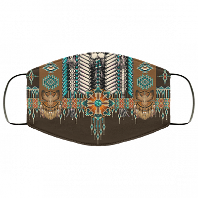 Native American Face Mask - Washable Reusable Custom – Printed Cloth Face Mask Cover, White, Cloth Face Mask
