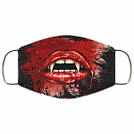 Red Lips Vampire Halloween Mask Washable Reusable Custom – Printed Cloth Face Mask Cover, White, Cloth Face Cover