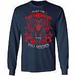 I'm Not The Hero You Wanted I'm The Monster You Needed Plain Front - Print On Back Hoodie - Sweat Shirt - Long Sleeve, Navy, Long Sleeve