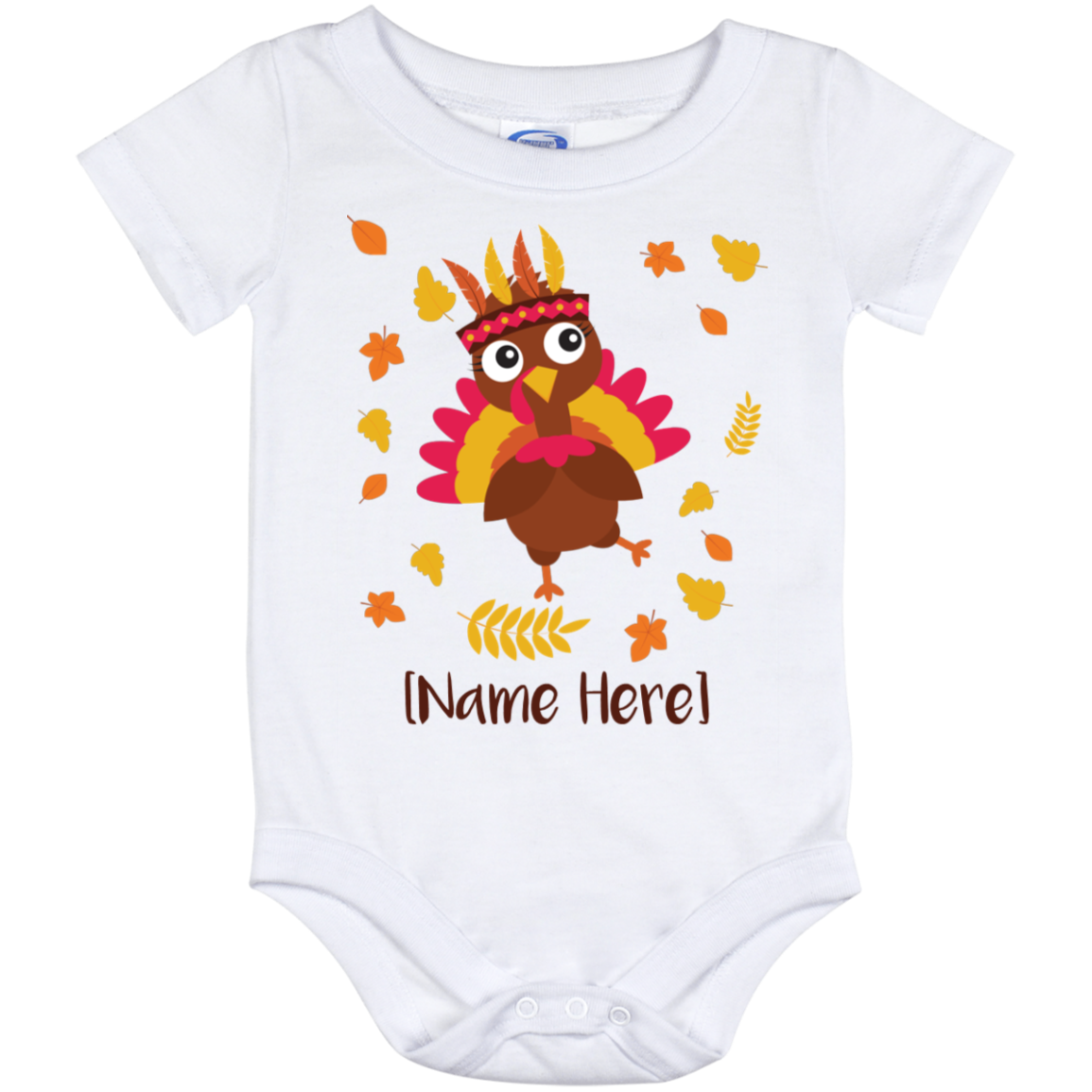 Personalized Little Thanksgiving Turkey Baby Onesie - Baby Infant Bodysuit - Cute Newborn Thanksgiving Gift, White, Baby Onesie - 12 Month