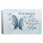 He Will Cover You With His Feathers and Under His Wings You Will Find Refuge Framed Canvas - Unframed Poster, White, 0.75'' Framed Canvas