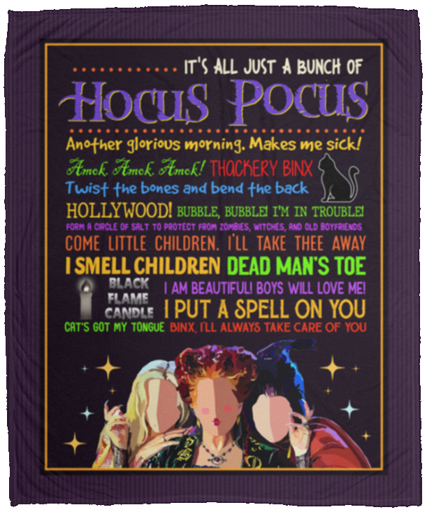 It's Just A Bunch of Hocus Three Witches Fleece Blanket - Premium Sherpa Blanket - Woven Blanket, White, Cozy Plush Fleece Blanket - 50x60 It's Just A Bunch of Hocus Three Witches Fleece Blanket - Premium Sherpa Blanket - Woven Blanket, White, Cozy Plush Fleece Blanket - 50x60