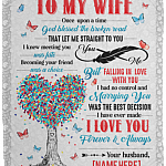 Personalized To My Wife Once Upon a Time God Blessed the Broken Road Fleece Blanket - Premium Sherpa Blanket, White, Cozy Plush Fleece Blanket - 50x60