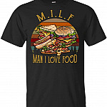 M.I.L.F Man I Love Food Vintage Sun Set T-Shirt,Unisex T-Shirt,Black