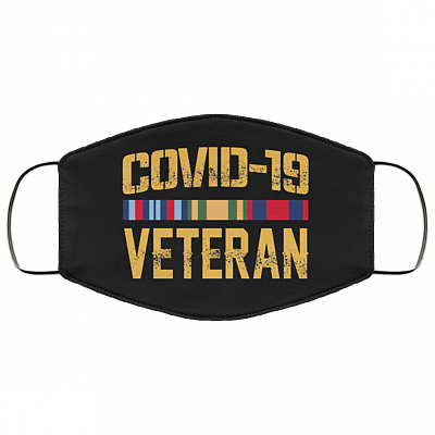 Covid-19 Veteran - Social Distance Funny Washable Reusable Custom – Printed Cloth Face Mask Cover, Black, Cloth Face Cover