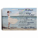 She Who Loves The Beach No Words Can Express Wrapped Framed Canvas Prints – Unframed Poster, Black, 0.75'' Framed Canvas