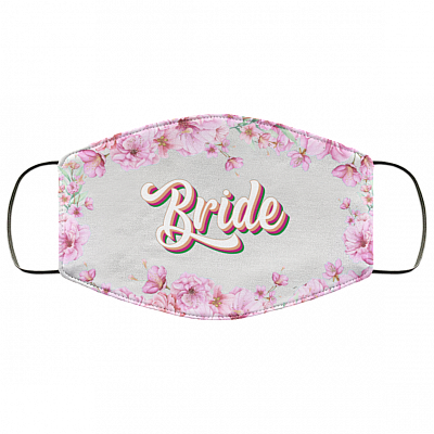 Bride Floral Washable Reusable Custom - Printed Cloth Face Mask Cover, White, Cloth Face Cover