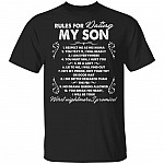 Rules For Dating My Son T-Shirt - Funny Mom Shirt, Black, Unisex T-Shirt