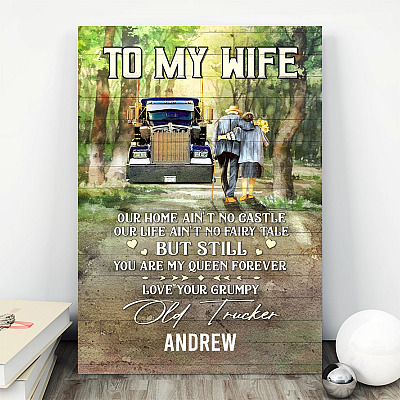 Alternative view of Personalized Grumpy Old Trucker To My Wife Our Home Ain't No Castle Gallery Wrapped Framed Canvas Prints
