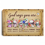 God Says You Are Unique Special Lovely Strong Framed Canvas Print – Unframed Poster – Skull Canvas Print, White, 0.75'' Framed Canvas