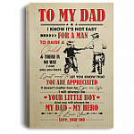Motorbike To My Dad I Know It's Not Easy For A Man To Raise A Child Framed Canvas Print - Unframed Poster, White, 0.75'' Framed Canvas
