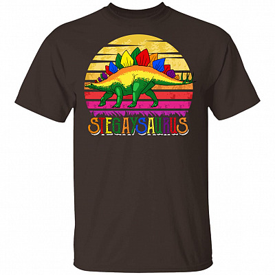 Stegaysaurus Funny Stegosaurus T-Shirt - Gay Pride Shirt, Dark Chocolate, Unisex T-Shirt