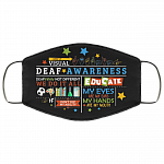 Keep It Visual Deaf Awareness Washable Reusable Custom - Printed Cloth Face Mask Cover, Black, Cloth Face Cover
