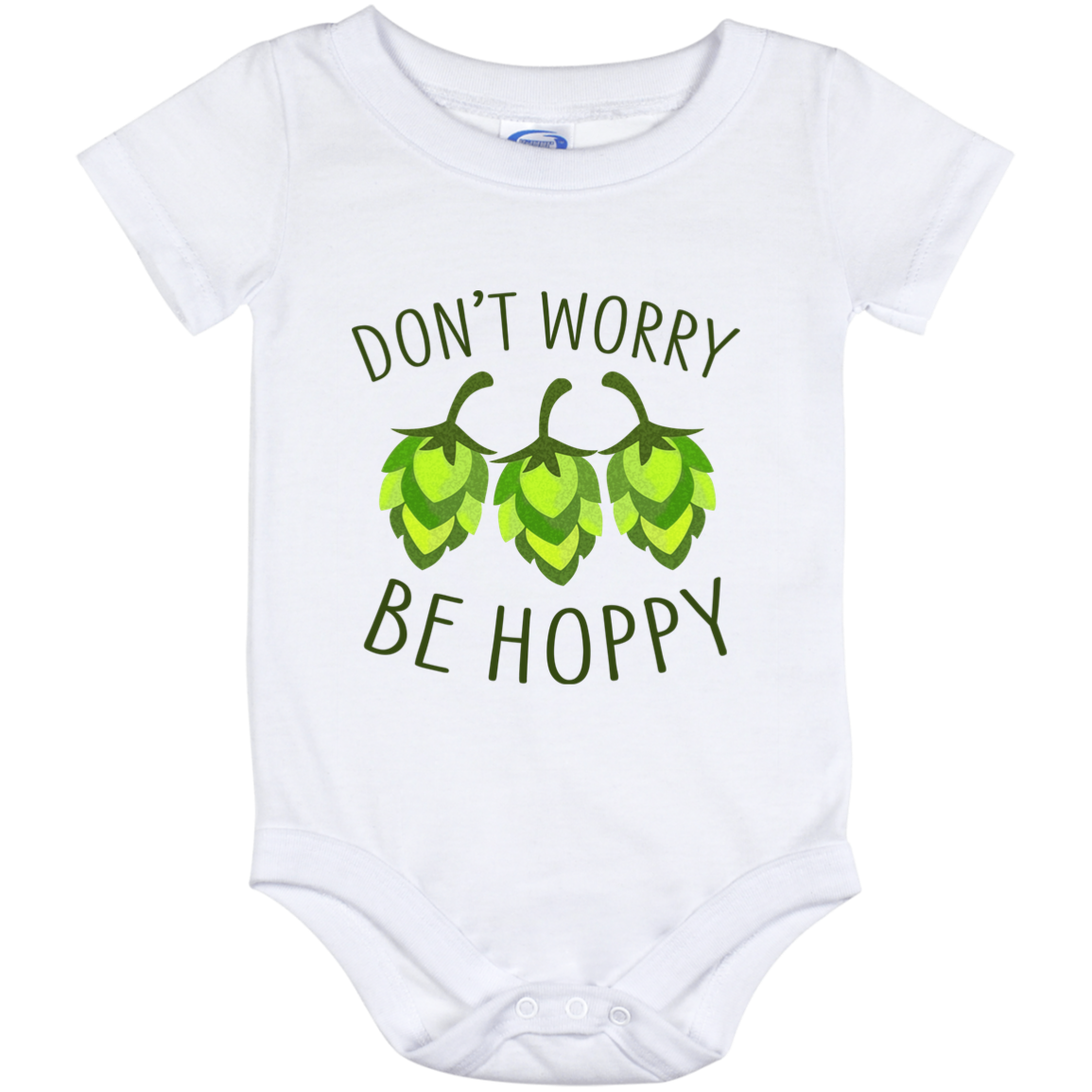 Don't Worry Be Hoppy Funny Beer Baby Onesie - Toddler Baby Infant Bodysuit, White, Baby Onesie - 12 Month