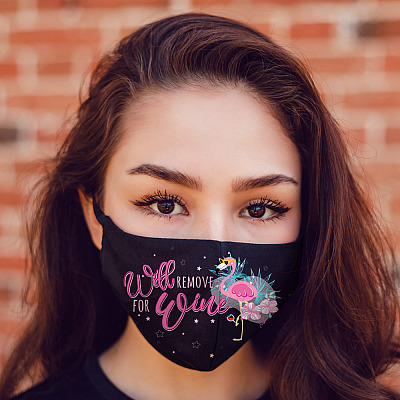 Alternative view of Flamingo Will Remove For Wine Washable Reusable Custom Printed Cloth Face Mask Cover