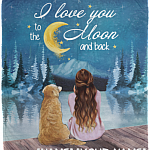 Personalized I Love You to the Moon and Back Golder Retriever Fleece Blanket - Premium Mink Sherpa Blanket, White, Cozy Plush Fleece Blanket - 50x60 Personalized I Love You to the Moon and Back Golder Retriever Fleece Blanket - Premium Mink Sherpa Blanket, White, Cozy Plush Fleece Blanket - 50x60