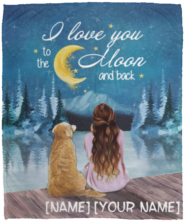 Personalized I Love You to the Moon and Back Golder Retriever Fleece Blanket - Premium Mink Sherpa Blanket, White, Cozy Plush Fleece Blanket - 50x60 Personalized I Love You to the Moon and Back Golder Retriever Fleece Blanket - Premium Mink Sherpa Blanket, White, Cozy Plush Fleece Blanket - 50x60