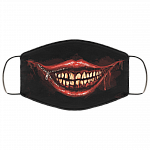Scary Face Mask - Halloween Washable Reusable Custom – Printed Cloth Face Mask Cover - Evil Smile Face Mask, White, Cloth Face Mask