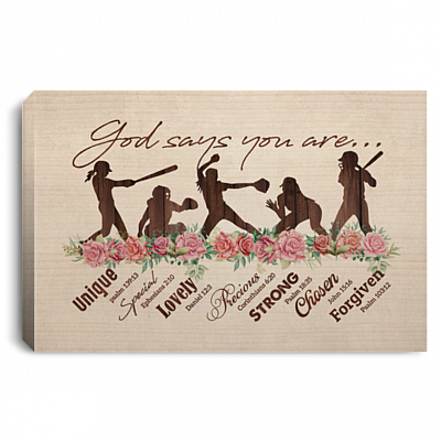 Baseball God Says You Are Unique Special Lovely Precious Strong Framed Canvas - Unframe Poster, White, 0.75'' Framed Canvas