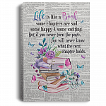 Life Is Like A Book Quotes Gifts For Book Lover Gallery Wrapped Framed Canvas Prints - Unframed Poster, White, 0.75'' Framed Canvas