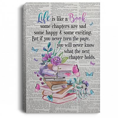 Life Is Like A Book Quotes Gifts For Book Lover Gallery Wrapped Framed Canvas Prints - Unframed Poster, White, 0.75'' Framed Canvas