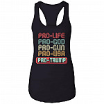Pro Life Pro God Pro USA Trump MAGA President Cotton Tank Top Tee - Ladies Racerback Tank, Black, Ladies Racerback Tank