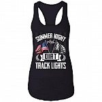 Summer Nights and Dirt Track Lights Tank Top Tee - Ladies Racerback Tank, Black, Ladies Racerback Tank