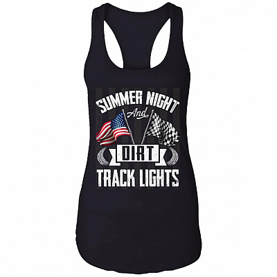 Summer Nights and Dirt Track Lights Tank Top Tee - Ladies Racerback Tank, Black, Ladies Racerback Tank