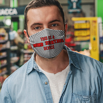 Alternative view of This Is A Mind Control Device Sarcastic Novelty Washable Reusable Custom – Printed Cloth Face Mask Cover